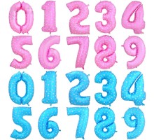 Цифра голубая и розовая (звёздочки, сердечки)